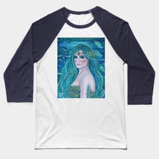 Aquamarine Mermaid art by Renee Lavoie Baseball T-Shirt